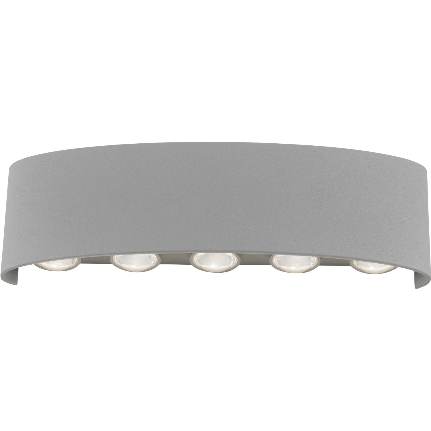 Moderne, silberne LED-Wandleuchte Carlo von Paul Neuhaus, 27 cm breit, für Innen- und Außenbereich.