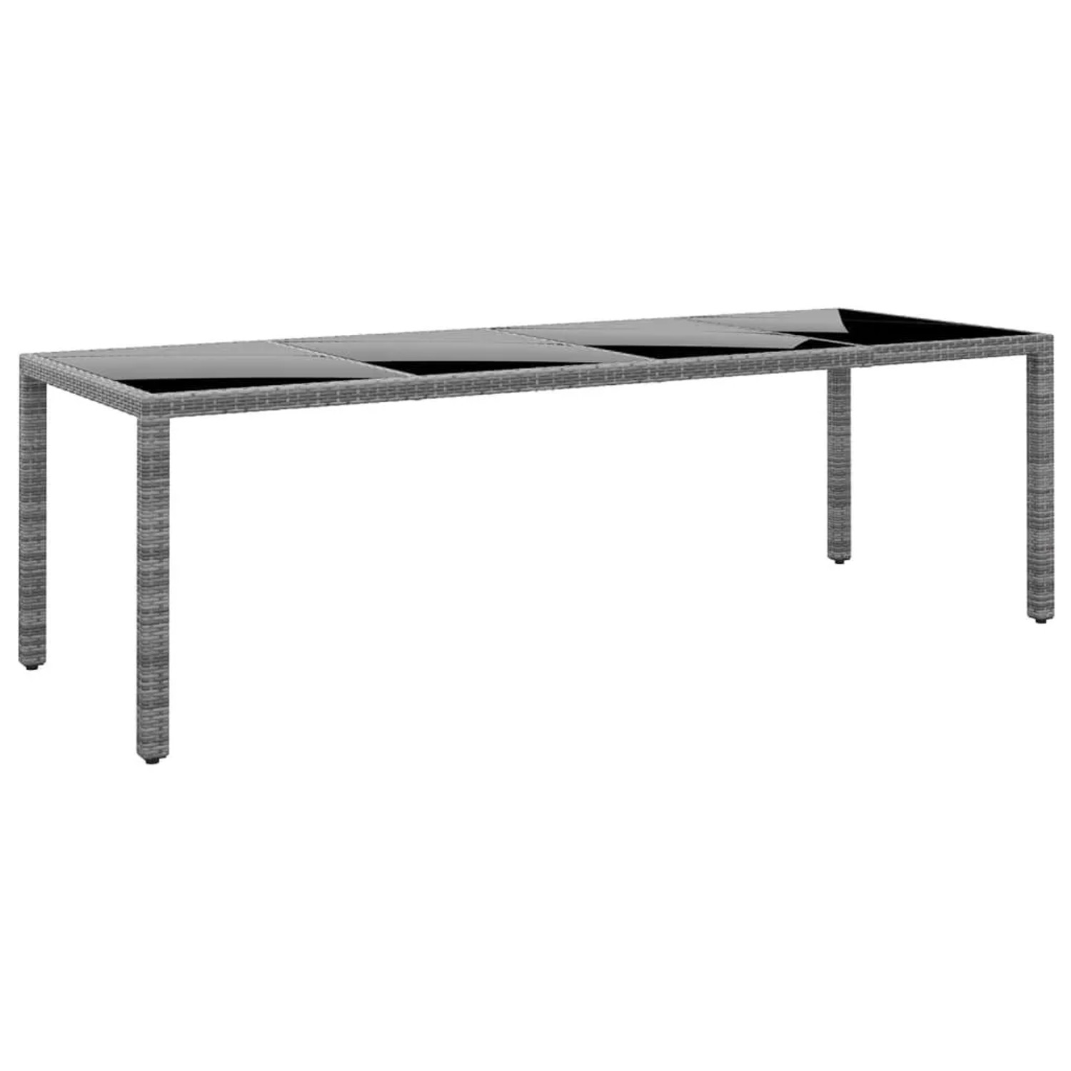Furnicato Gartentisch 250x100x75 Cm Hartglas Und Poly Rattan Grau