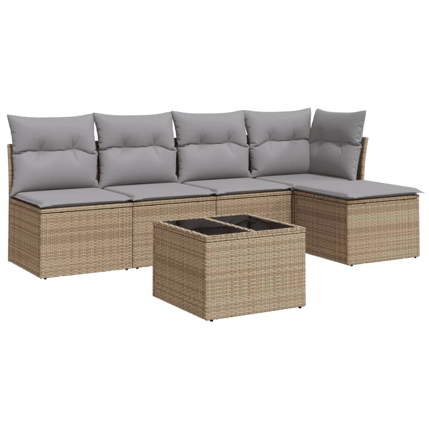 vidaXL 6-Tlg Garten-Sofagarnitur mit Kissen Beige Poly Rattan 3249368 günstig online kaufen