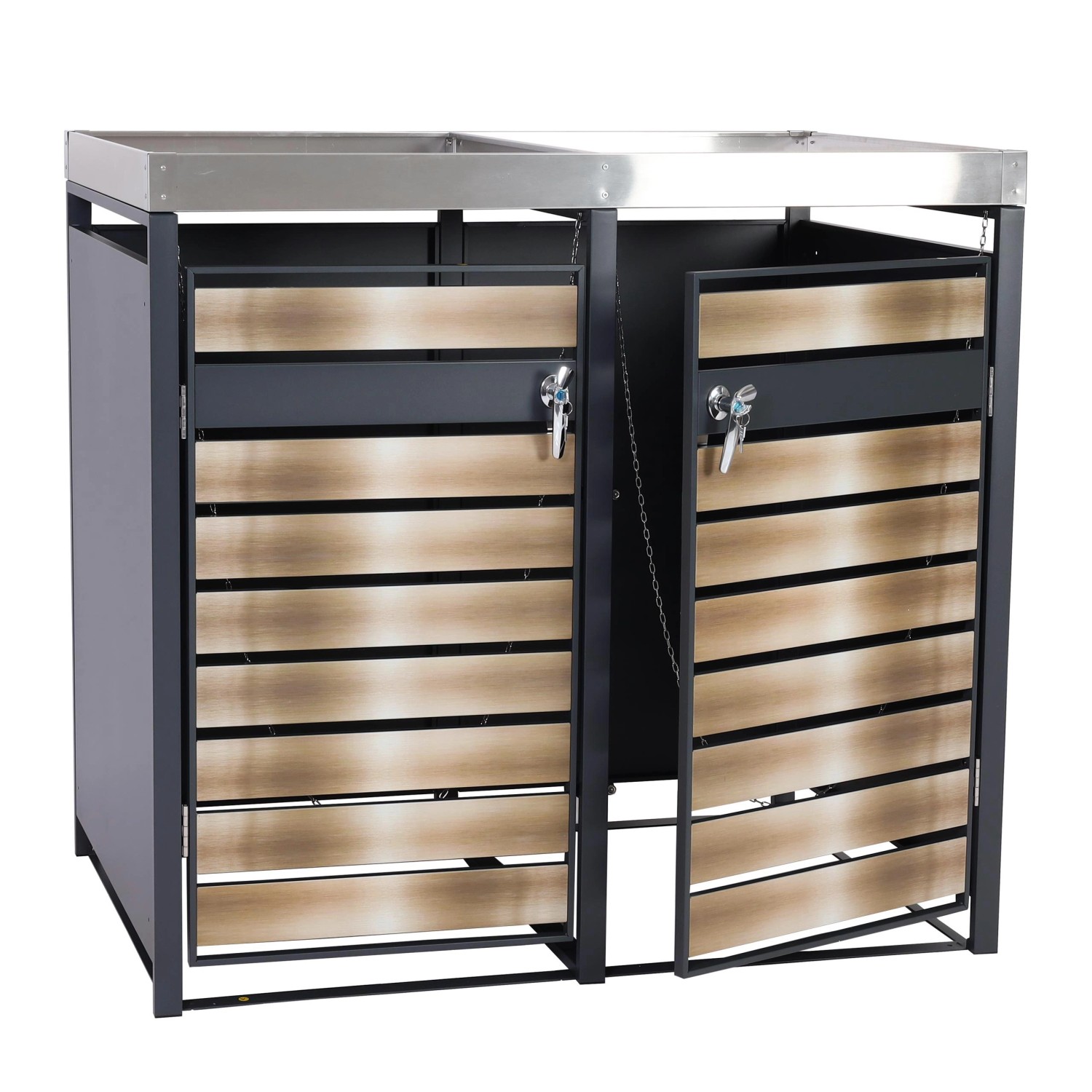 PROREGAL Mülltonnenbox 2er Mit Pflanzkasten 125x132x80cm Anthrazit Gold Erw günstig online kaufen