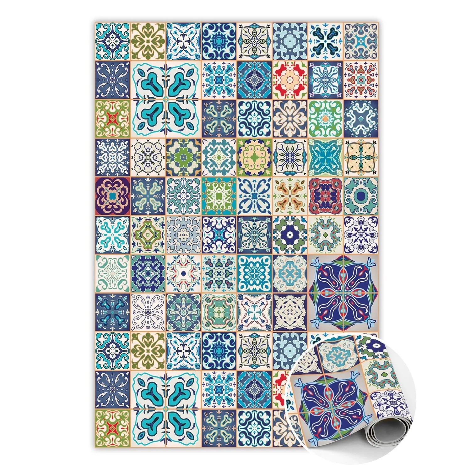 Tulup Teppich Portugiesisches Muster PVC Vloer Mat 140x210 cm Gelb PVC Floo günstig online kaufen