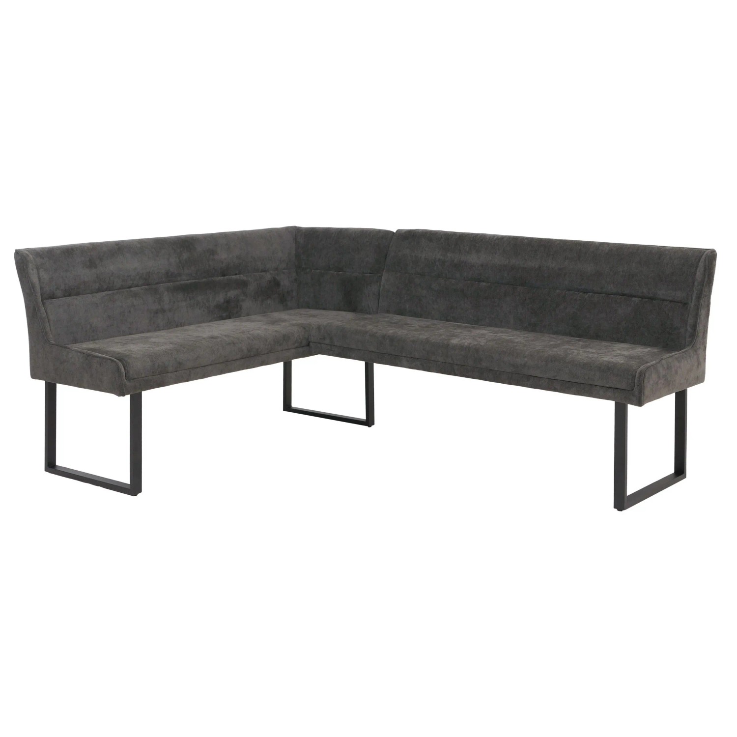 Mcw Eckbank O81 Öko-Tex Chenille Stoff/Textil Metall 159x210cm Dunkelgrau
