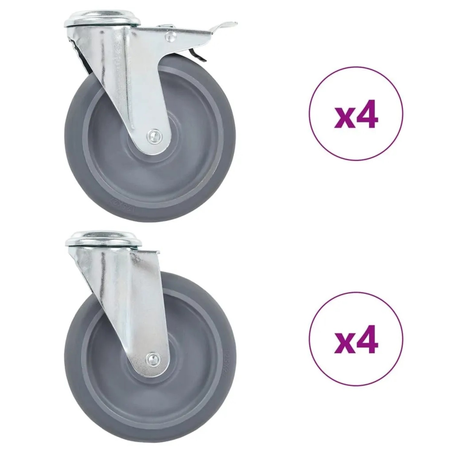 vidaXL 8 Stk Lenkrollen mit Rückenloch 125 mm 277896