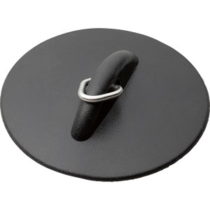 Schwarzer Gummistopfen (Ø 32-50 mm) für Waschbecken und Badewannen mit Überlauf.