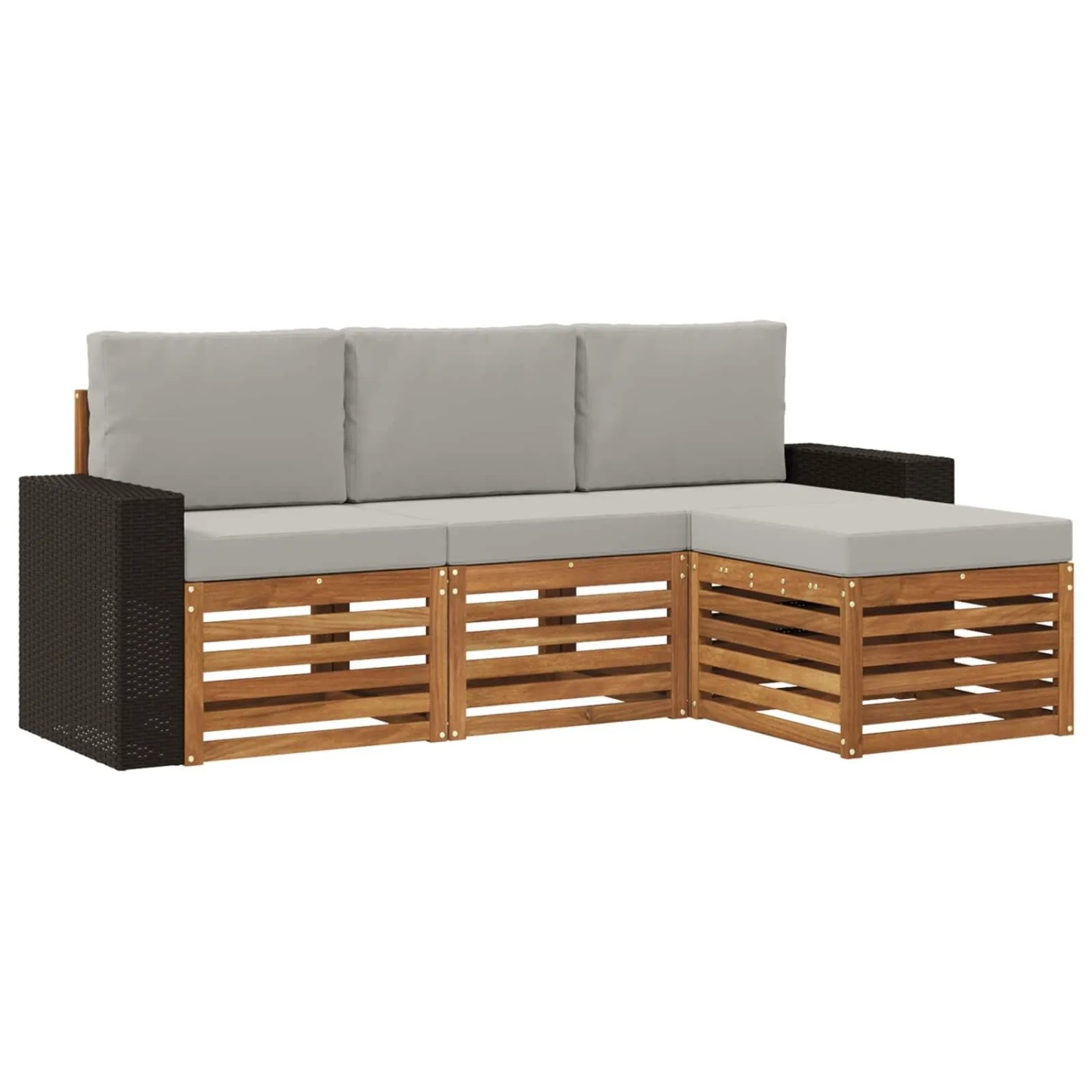 vidaXL Outdoor-Sofagarnitur mit Kissen 4 Stk Natur und Hellgrau 3384212