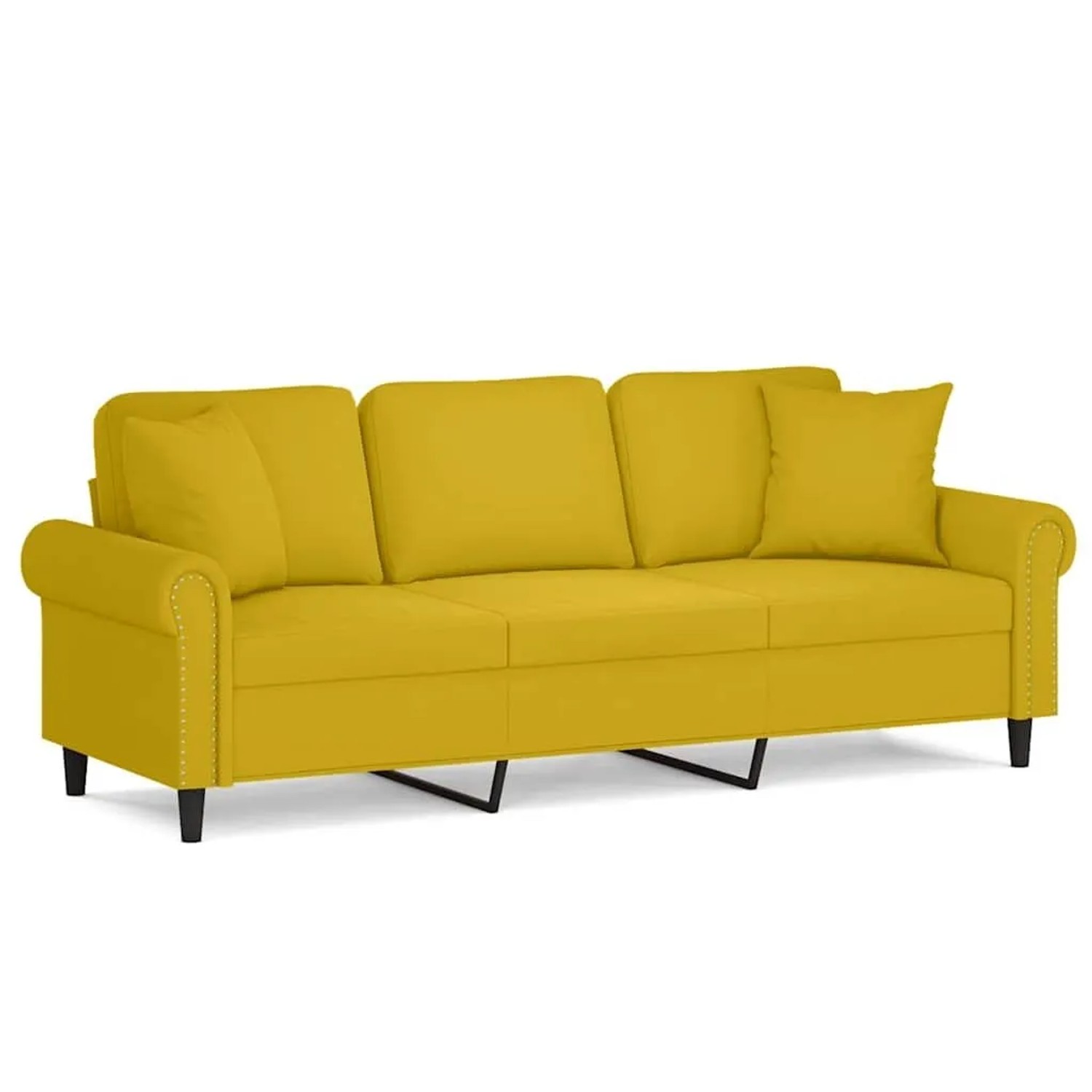 vidaXL 3-Sitzer-Sofa mit Zierkissen Gelb 180 cm Samt 3200961 günstig online kaufen