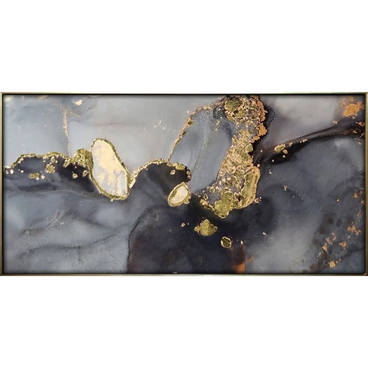 Art Universe Glasbilder Abstrakt in Grau und Gold 70 x 140 cm