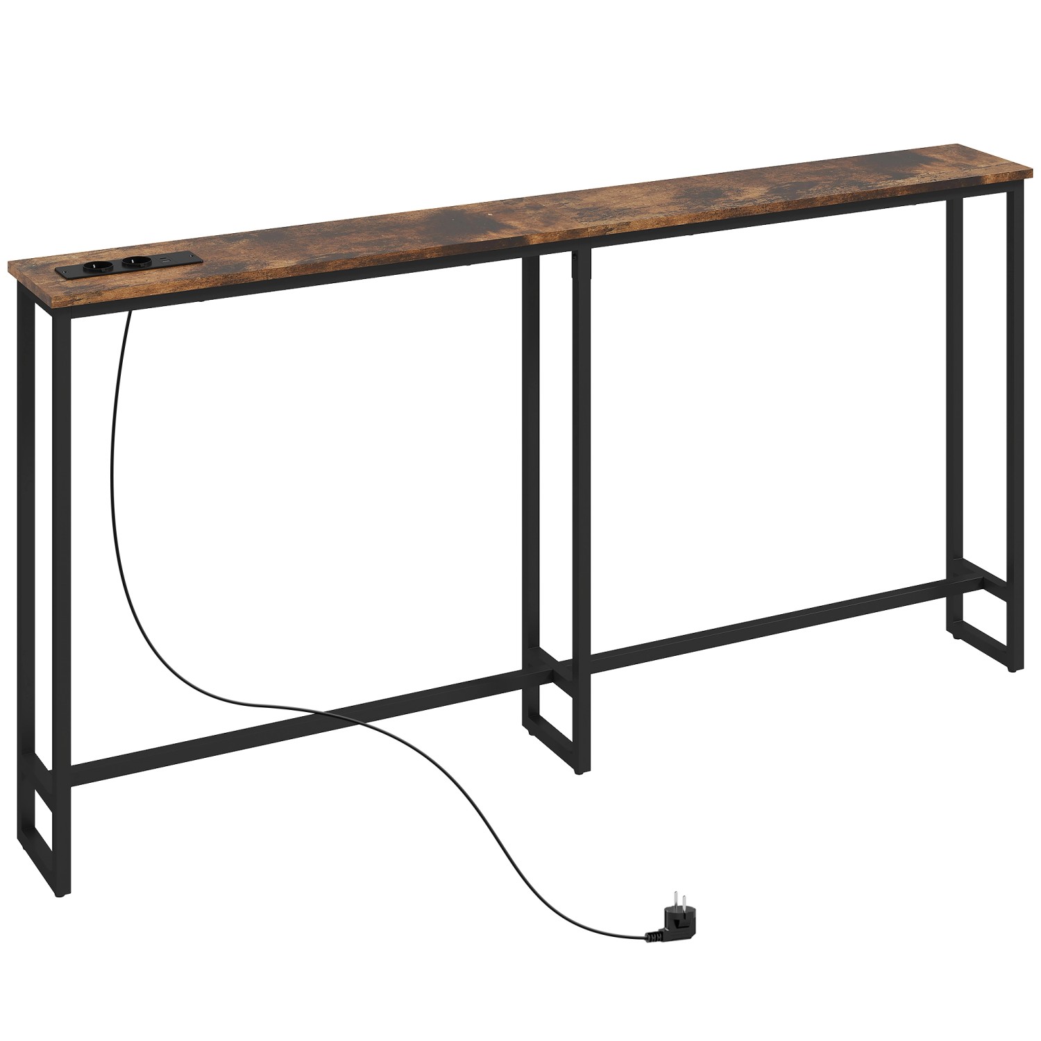 HOMCOM Konsolentisch Spanplatte Stahl 160L x 20B x 80H cm Rustikal-Braun günstig online kaufen