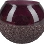 Lila Teelichthalter Blush Bordeaux aus Glas, 10 cm hoch, Ø 11 cm, für gemütliche Lichtstimmung.