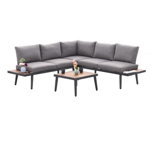 Merxx Korfu Lounge-Eck-Set mit Tisch und seitlicher Ablage. Gartenmöbel für entspannte Stunden im Freien.