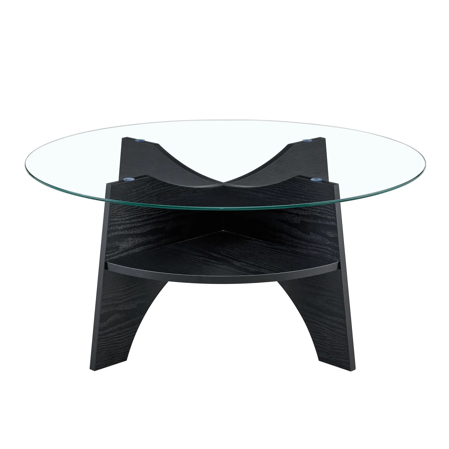 okwish Beistelltisch mit Sicherheitsglas FächerGestell Büro 80x80x36cm Schwarz