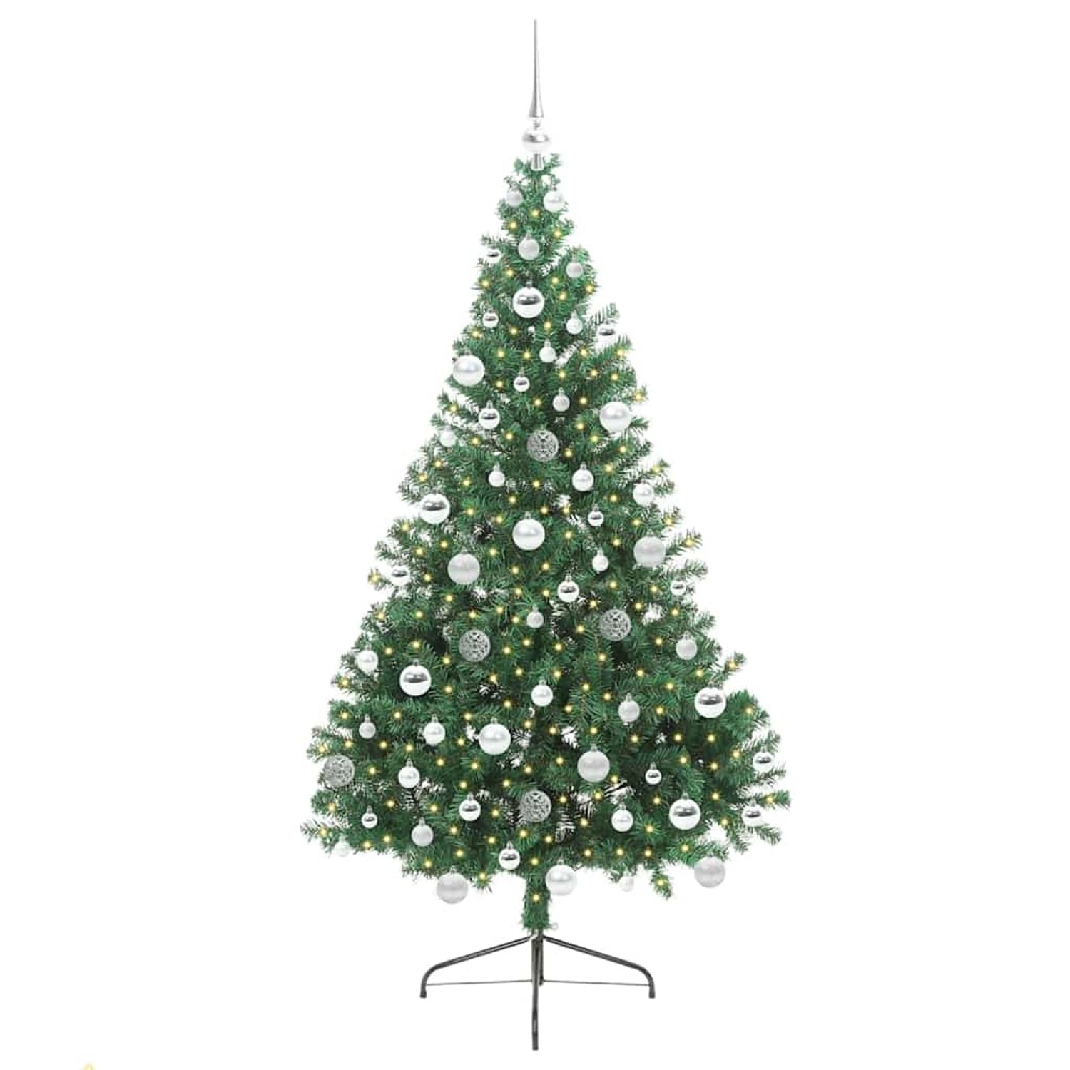 vidaXL Künstlicher Vorbeleuchteter Weihnachtsbaum Grün 180 cm PVC 3397016