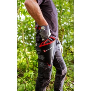 Einhell Holster für Akku-Astkettensäge GE-PS 18/15 Li BL-Solo am Gürtel mit Beingurt.