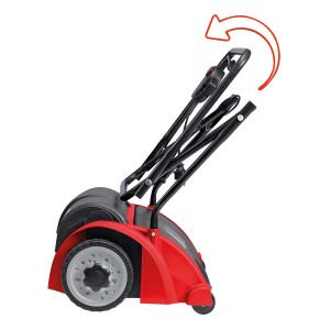Einhell Elektro-Vertikutierer GC-ES 1231 mit klappbarem Holm für platzsparende Lagerung.