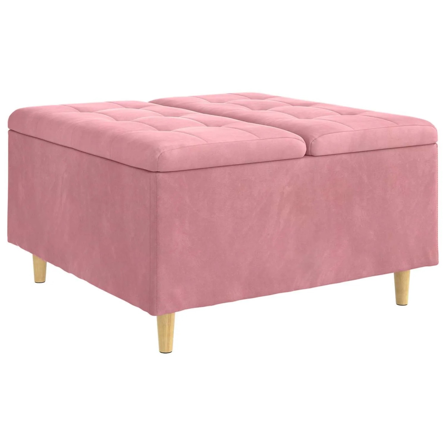 vidaXL Aufbewahrungsottomane mit Kissen Rosa 80 x 80 x 45 cm Samt 876843