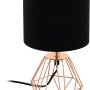 Eglo Tischleuchte Carlton 2: Schwarzer Schirm, kupferfarbener Drahtfuß im Diamant-Design. Moderne Tischlampe.