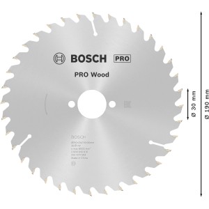 Bosch Kreissägeblatt Hartmetall, 190 mm Durchmesser, für präzise Schnitte in Holz.