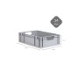 Graue PROREGAL Eurobox 34L mit Scharnierdeckel, ideal zur Aufbewahrung und Lagerung.