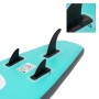 Detailaufnahme: Türkisfarbenes ECD Germany Stand Up Paddle Board mit drei schwarzen Finnen.