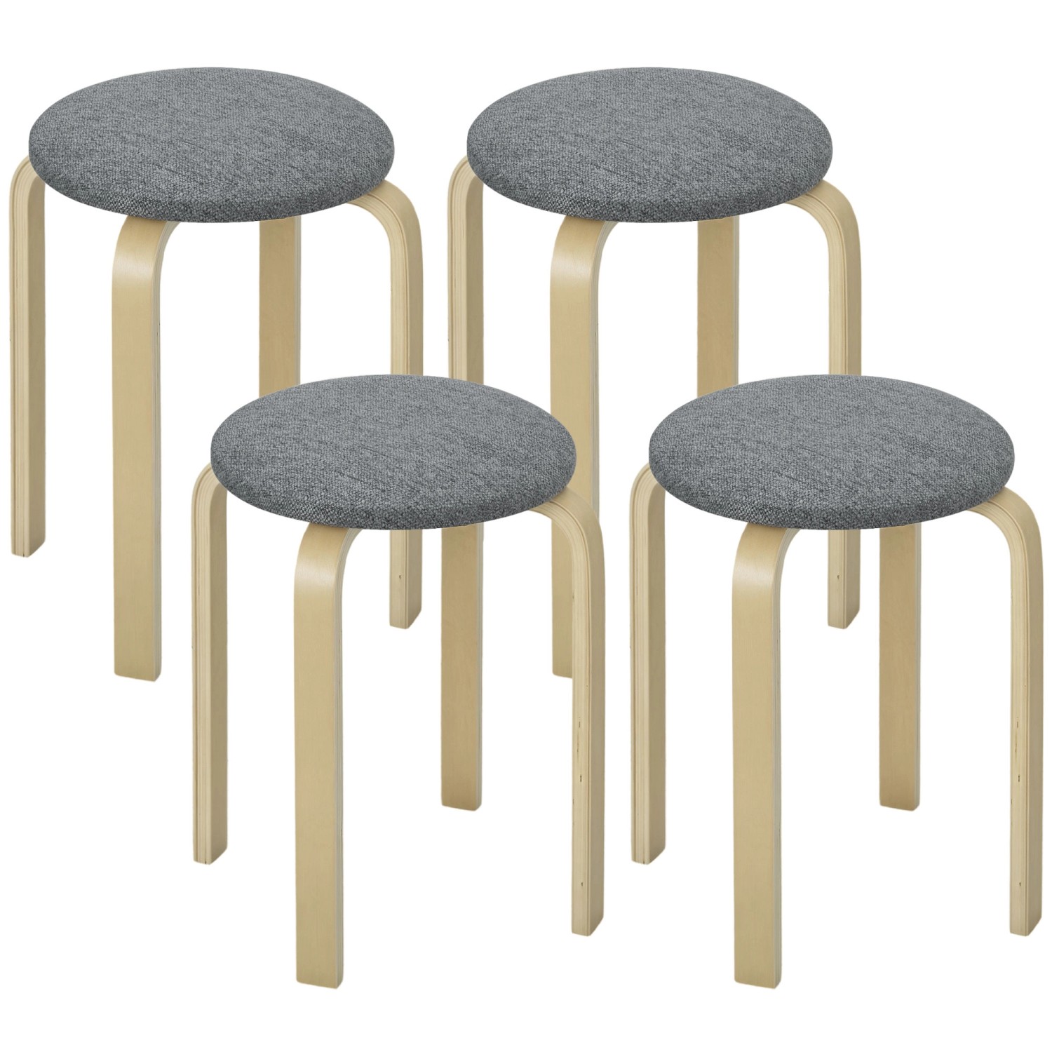 HOMCOM 4er Set Esszimmerhocker Stapelhocker Runde Hocker Grau günstig online kaufen