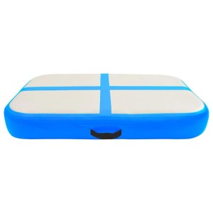 Aufblasbare blaue Gymnastikmatte 60x100 cm mit Pumpe für Sport & Fitness.