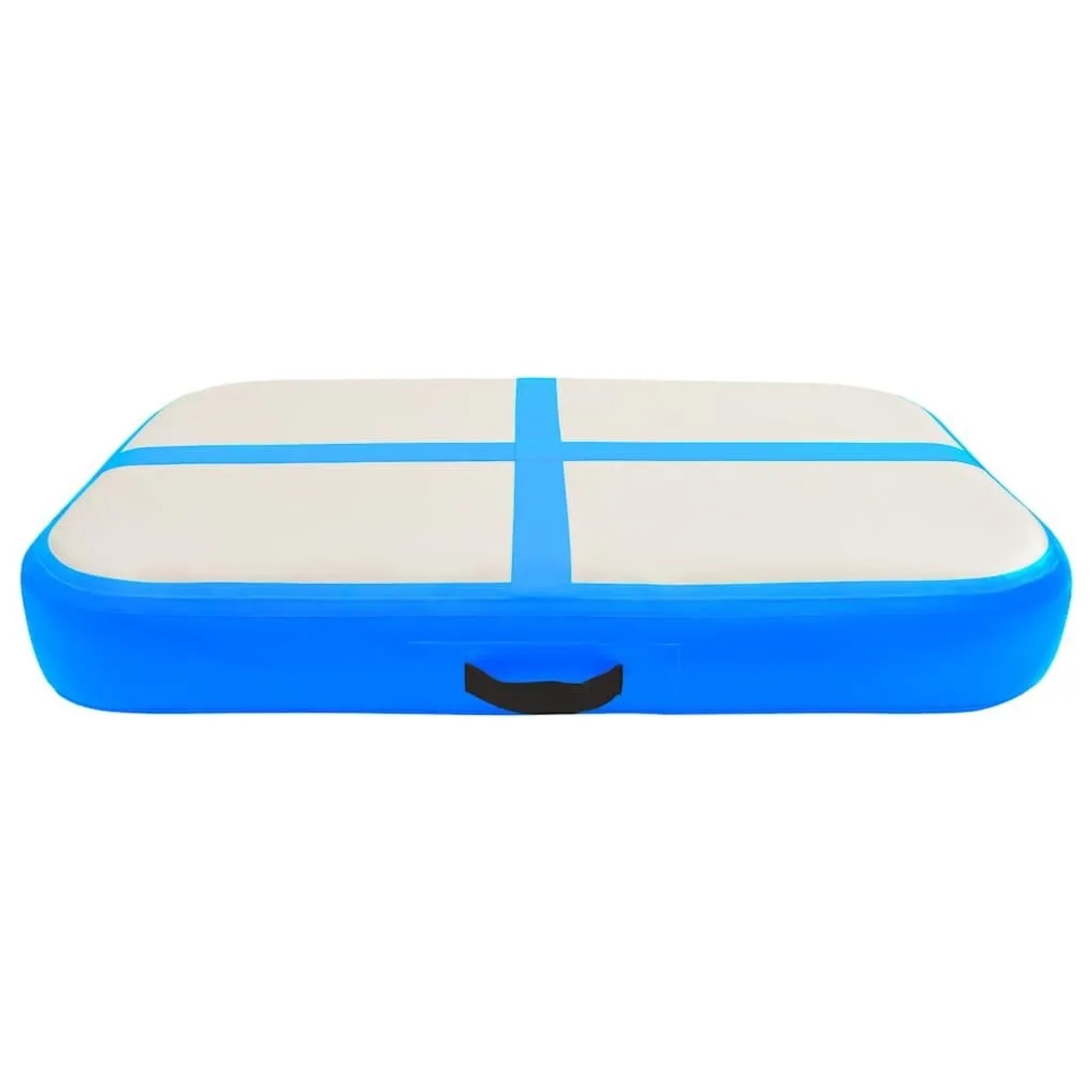 Aufblasbare blaue Gymnastikmatte 60x100 cm mit Pumpe für Sport & Fitness.