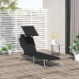 Outsunny Sonnenliege, klappbar, mit Dach, schwarz, ideal für Garten und Terrasse.