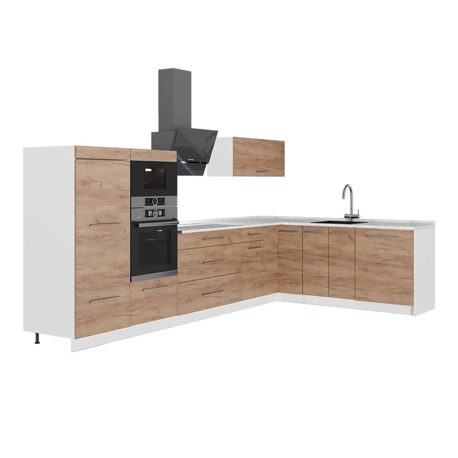 Vicco Eckküche Fame-Line Goldkraft Eiche 347 x 154 AP Marmor Art Nr 62924
