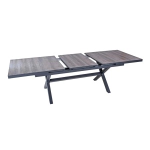 DELUKE Garten-Sitzgruppe JOANA 7-tlg. Kunststoff Schwarz Gartenmöbel-Set Garten-Essgruppe Hochlehnerstühle Esstisch Ausziehbar