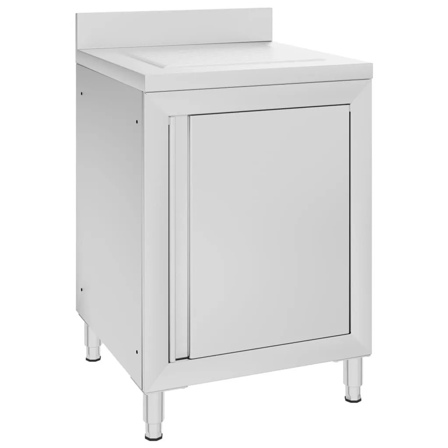 DELUKE Spülschrank Aus Edelstahl Mit Aufkantung MEDO 1x Abtropffläche Gastro-Spülschrank Spülenunterschrank 60x60x96cm