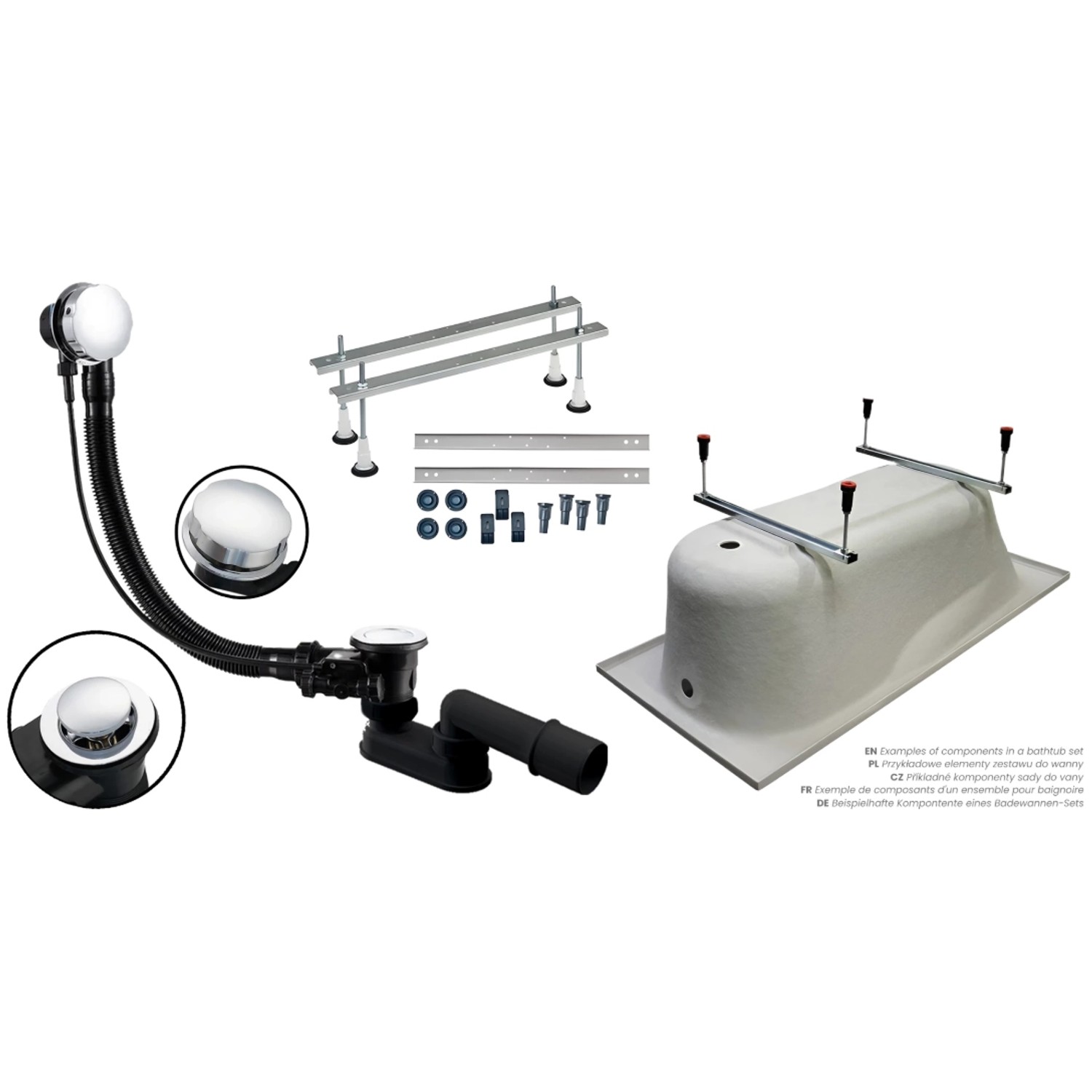 Bad Land Badewanne Eckwanne STANDARD 140x140 Ablauf Füße_8