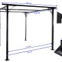 Graue MCW Pergola C42 3,5x3,5m mit Maßangaben für Terrassenüberdachung.