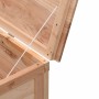 Geöffnete VidaXL Gartentruhe aus Tannenholz, ideal zur Aufbewahrung von Gartenutensilien.