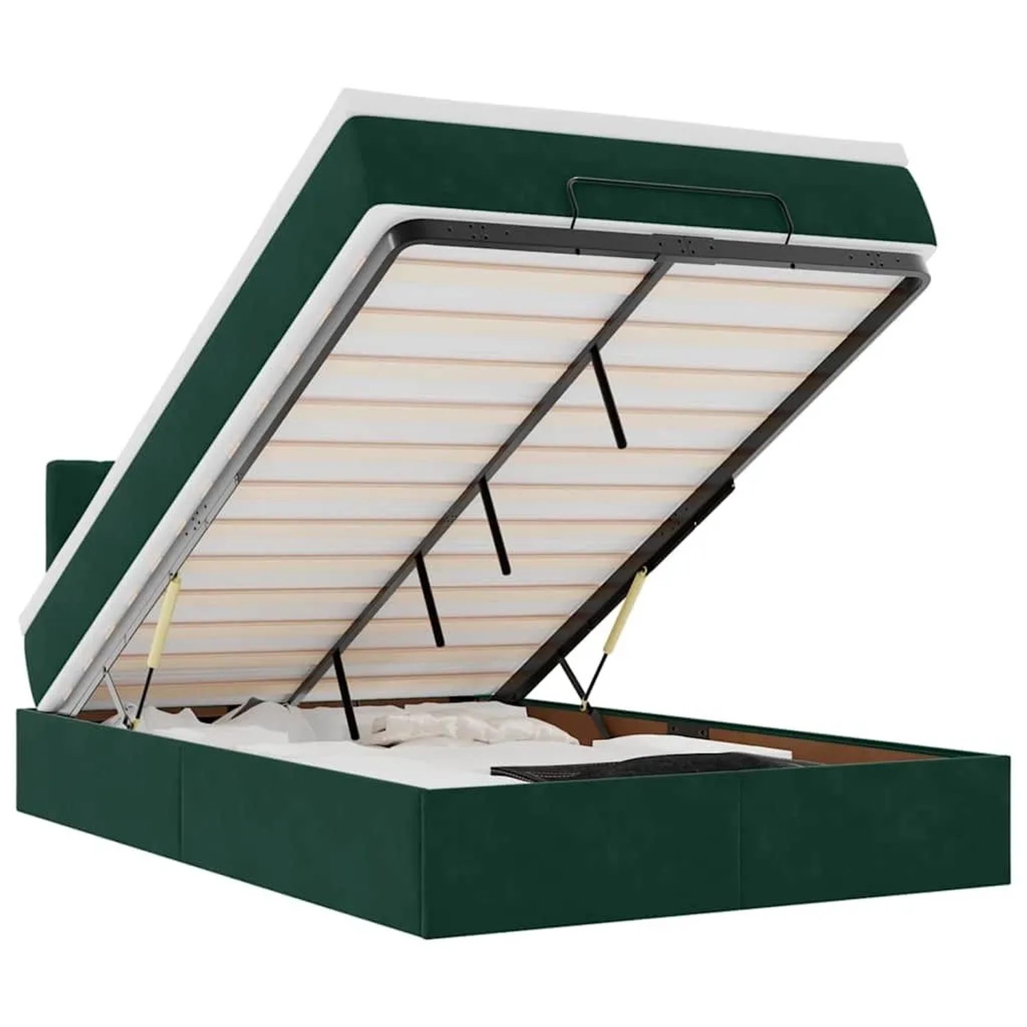 vidaXL Ottomane Bett mit Matratze & LEDs Dunkelgrün 120x190 cm Samt 3312683