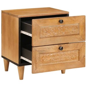 vidaXL Nachttisch Hellbraun 40 x 33 x 46 cm Massives Mangoholz 4018078