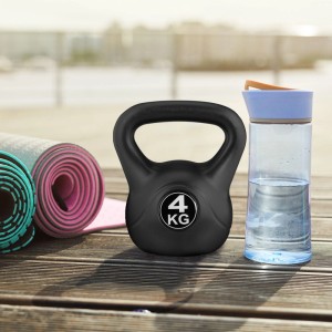 Relaxdays Kettlebell Kugelhantel Kunststoff Schwarz 4 kg