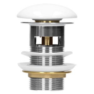 ML-Design Ablaufgarnitur für Waschbecken mit Überlauf, weiß/Edelstahl.