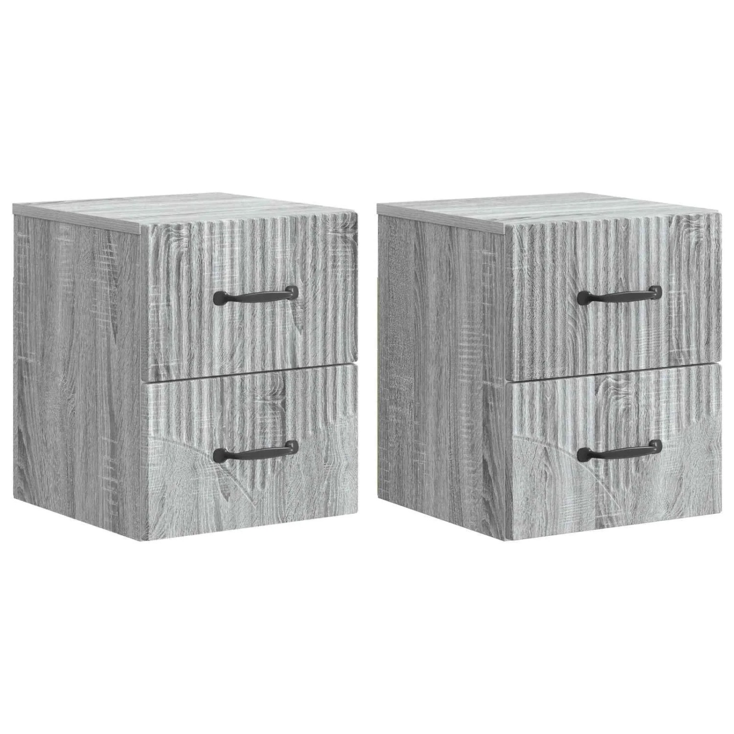 vidaXL Wandmontierter Nachttisch 2 Stk Graues Sonoma 34,5 x 33 x 40 cm 898988