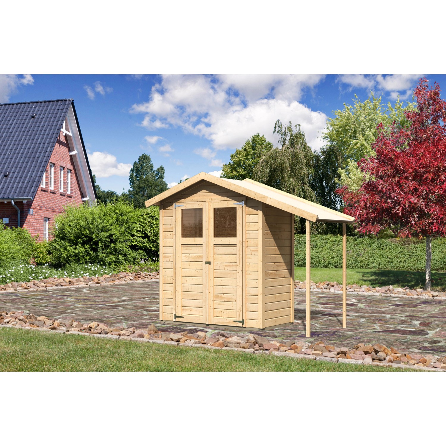 Karibu Holz-Gartenhaus Orsa Naturbelassen Satteldach 177 cm x 89,5 cm günstig online kaufen