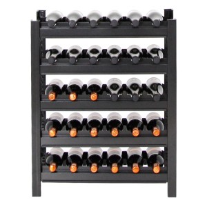 Schwarzes PROREGAL Weinregal Toskana für 30 Flaschen auf 5 Ebenen. Metall Weinständer.