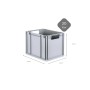 Graue PROREGAL Eurobox Nextgen Economy, 30 Liter, mit Griffen und Maßangaben.