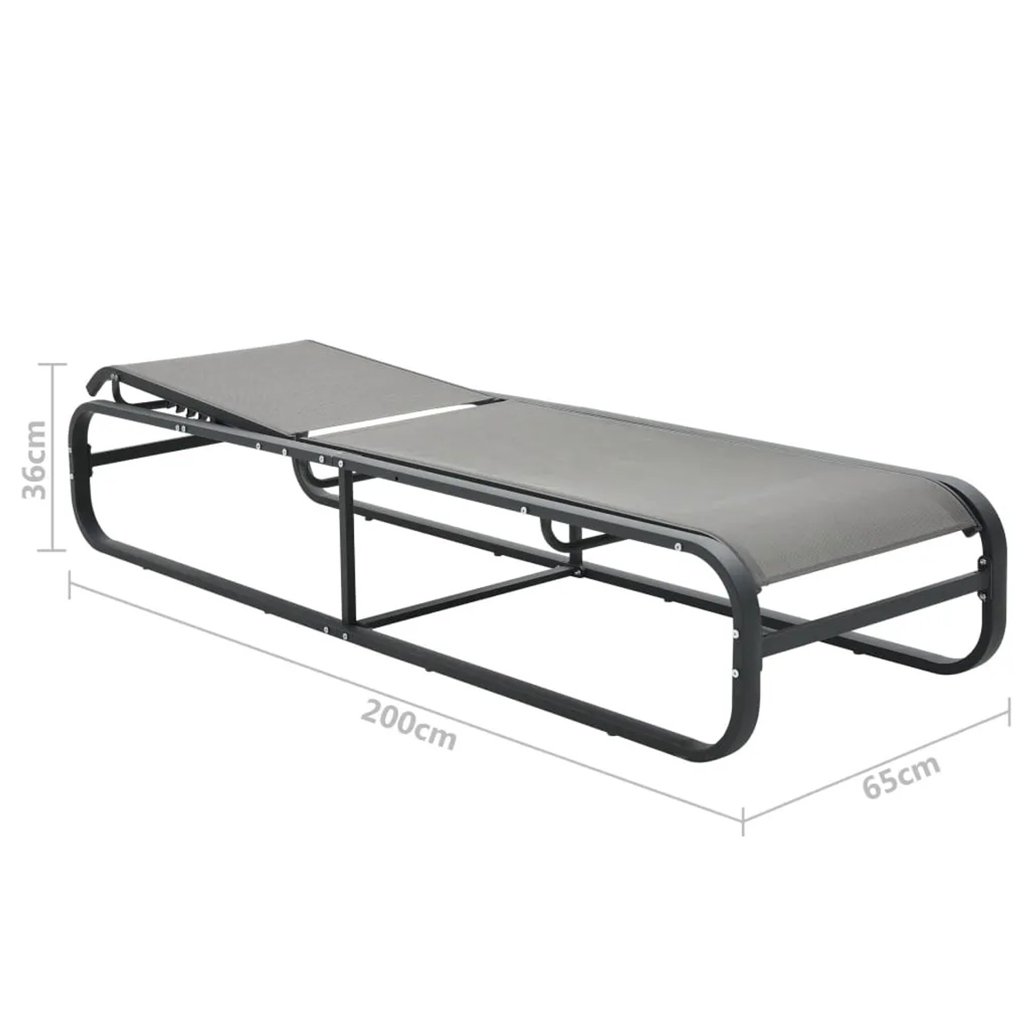 furnicato Sonnenliege aus Aluminium und Textilene, grau, mit verstellbarer Rückenlehne.