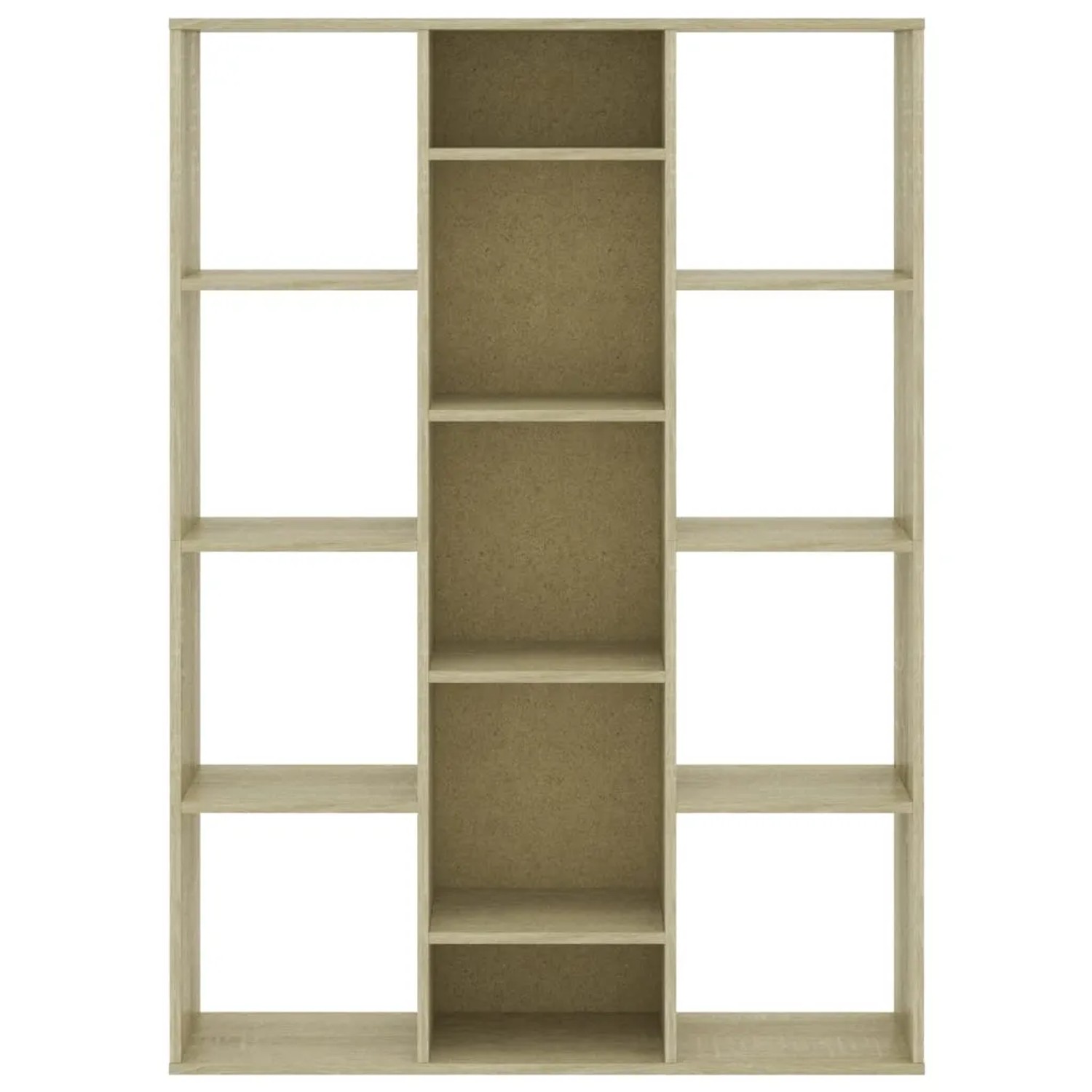vidaXL Raumteiler/Bücherregal Sonoma-Eiche, 13 Fächer, Holzwerkstoff, 100x24x140 cm.