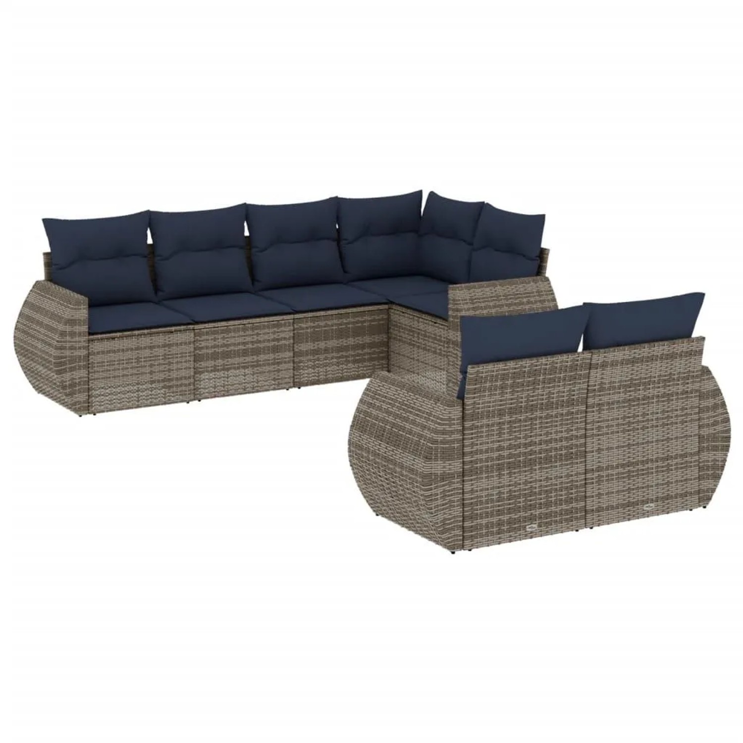 vidaXL 7-Tlg Gartensofa-Set mit Kissen Grau Polyrattan 3221610 günstig online kaufen