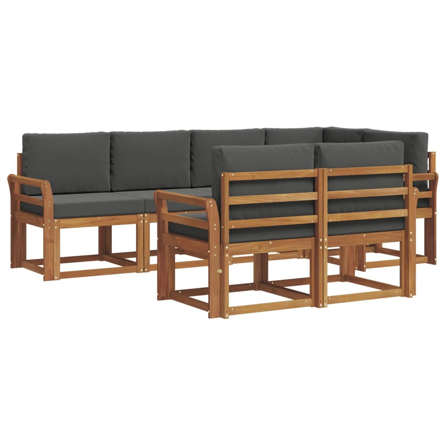 vidaXL Outdoor-Sofagarnitur mit Kissen 7-Tlg Natur und Anthrazit 3366535