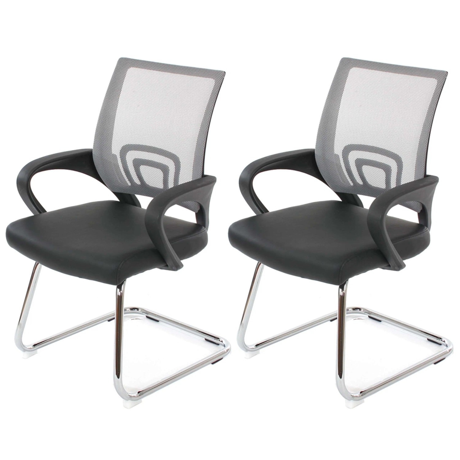 Mcw 2er-Set Konferenzstuhl Ancona Kunstleder Grau