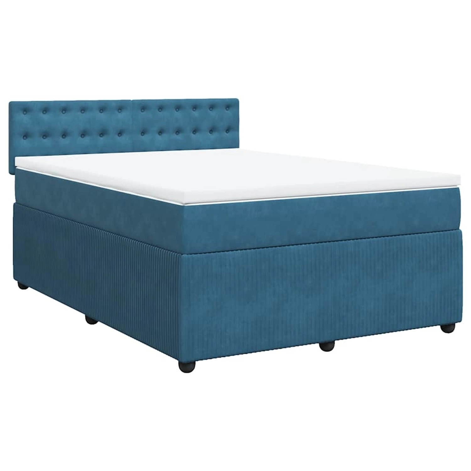 vidaXL Boxspringbett mit Matratze Blau 160x200 cm Samt 3287798 günstig online kaufen
