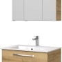 Pelipal Badmöbel-Set Trentino in Riviera Eiche mit Waschbecken, Unterschrank und Spiegelschrank.
