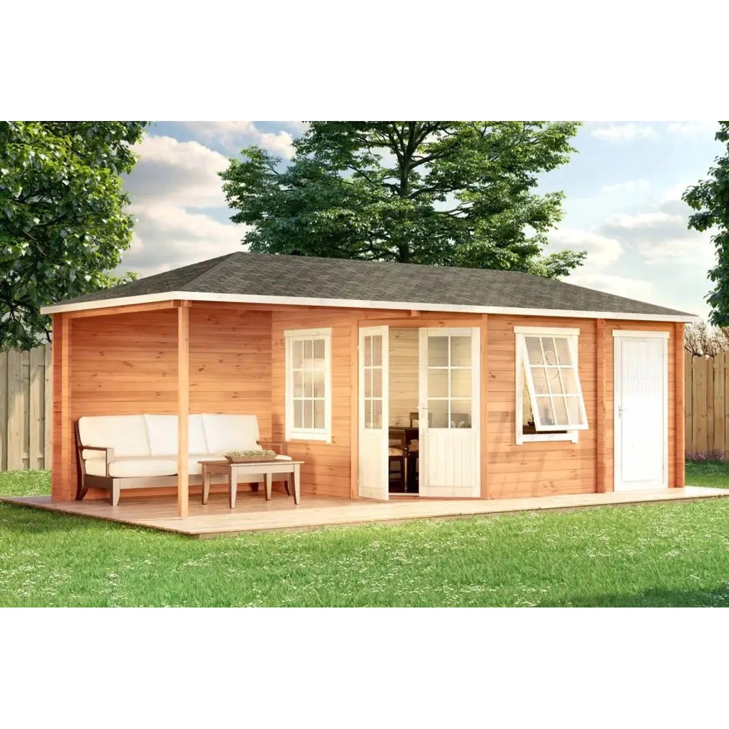 Alpholz Holz-Gartenhaus/Gerätehaus Walmdach Druckimprägniert 694 cm x 322 cm