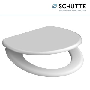 Weißer Schütte WC-Sitz aus Duroplast mit Absenkautomatik. Bruchsicher und kratzfest.